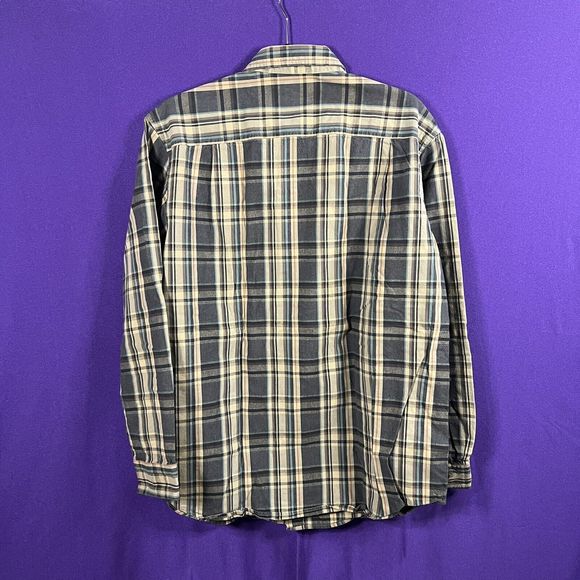 LL Bean Men's Medium Blu/Grey  Plaid Shirt 100% Cotton Traditional Fit 273023 - Picture 2 of 3